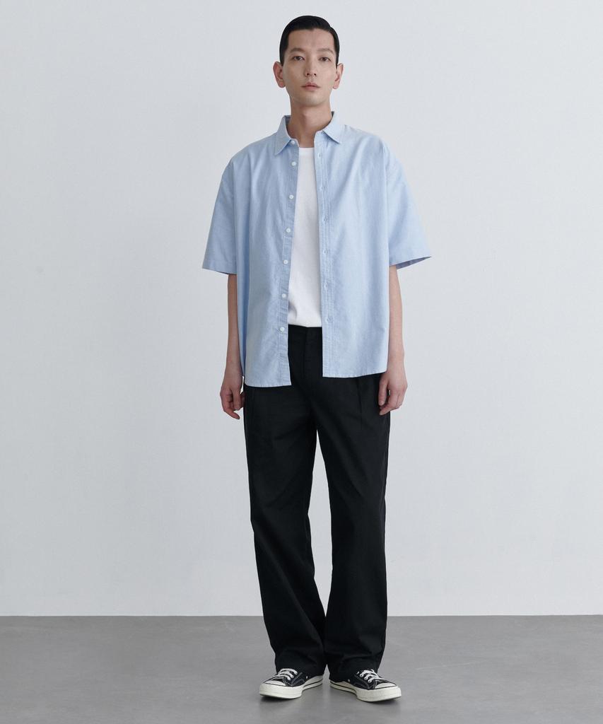 MUSINSA STANDARD Oversized Oxford Short Sleeve Shirt [Sky Blue]
