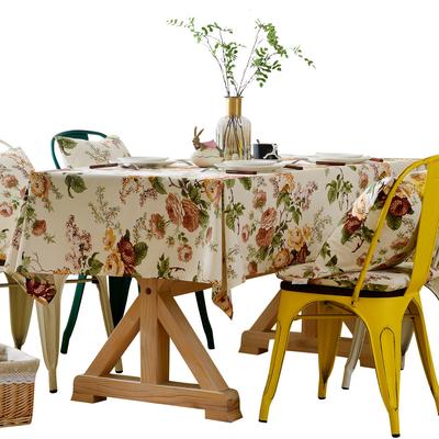 Pure Cotton Fabric Dining Table Cloth Light Luxury Coffee Table Cloth Pastoral Small Fresh Tablecloth Light Luxury