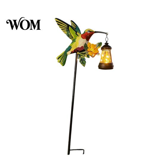 Landscape Lighting for Lawns Solar Kingfisher Garden Stake Light, Metal Bird Yard Art with Hanging Lantern, Auto-On Decorative LED Waterproof Outdoor