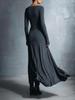 2025 Women's Autumn/Winter Solid Color Long Sleeve Wrap Dress with Knot Detail