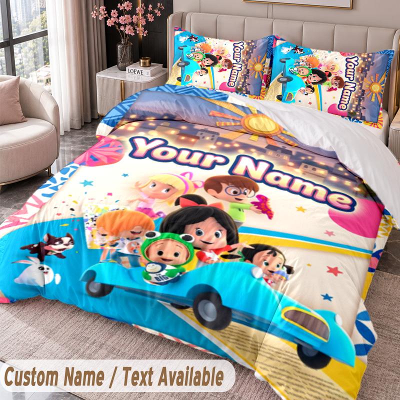 Custom Name Text 3Pcs Bedding Set Cleo & Cuquín Duvet Cover And Two Pillowcases