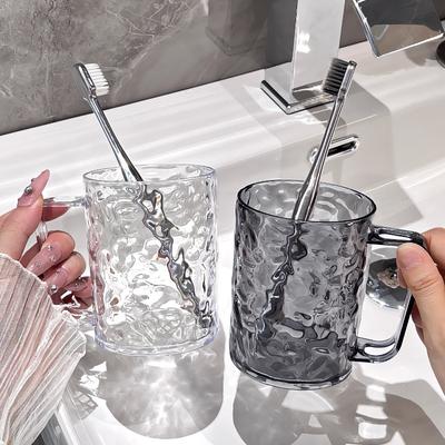2026 Bicchiere di Plastica Moderno Minimalista 400-500ml Trasparente Texture Ghiacciata Portaspazzolino Arredo Bagno Casa