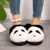 Fashion Cute Panda Fluffy Fur Indoor Slippers Women 2025 Winter Warm Short Plush Flat Heel Home Slippers Comfort Non Slip House Slides