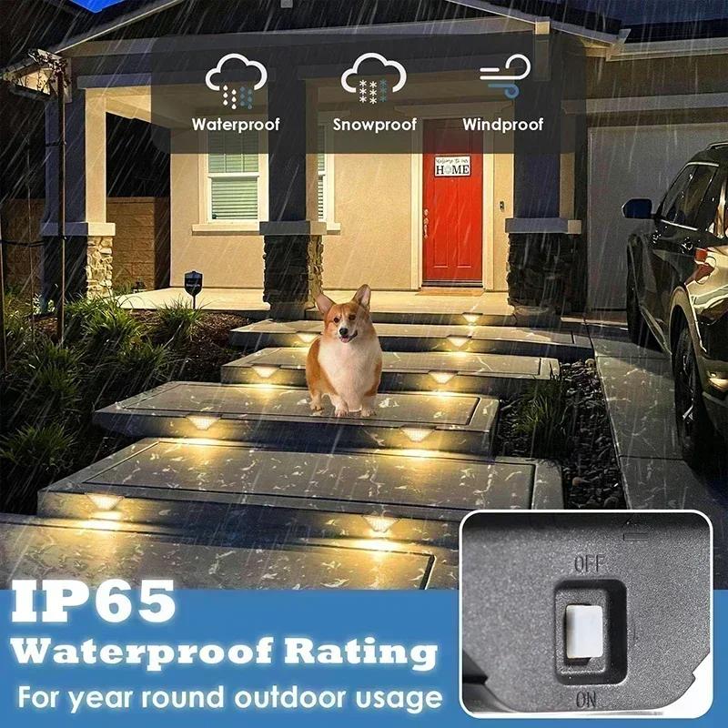 Solarleuchten für Außen Treppenlampen Warmweiß LED Stufenlicht, IP65 Wasserdicht Stufen, Garten, Gehweg, Treppenweg