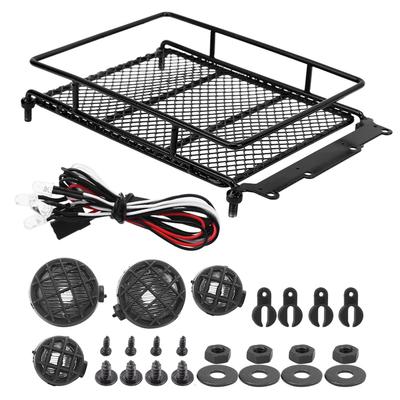 Rack de Teto RC, Porta-Bagagens RC Robusto com LEDs Práticos para Carros de Controle Remoto (Preto)
