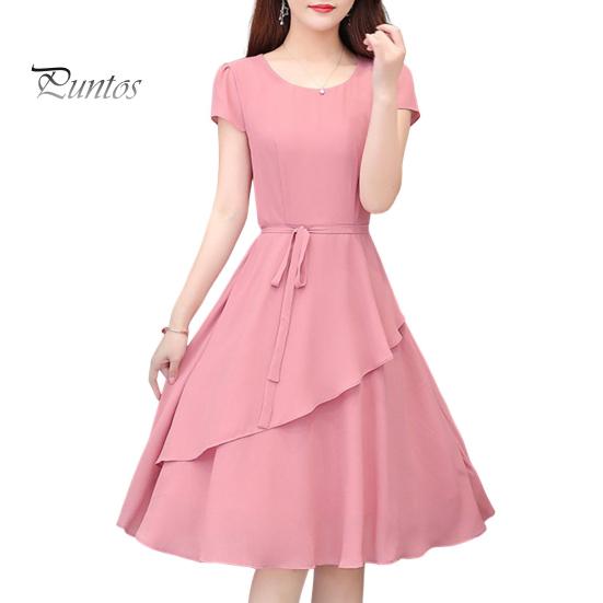 

Женское летнее платье миди с круглым вырезом и коротким рукавом, элегантное платье с многослойным подолом и шнуровкой, платье миди трапециевидной формы, уличная одежда 3XL