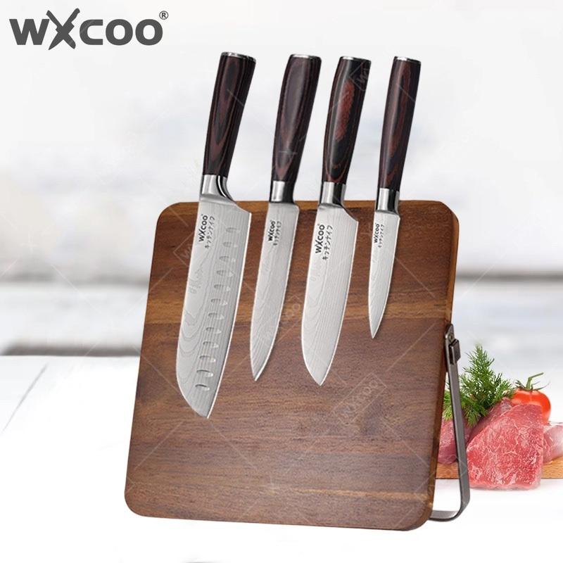 WXCOO Professional Kitchen Knives Fruit Slicing Stainless Steel Vegetable Cutter Utility Knife Japanese Chef Knife Wooden Handle