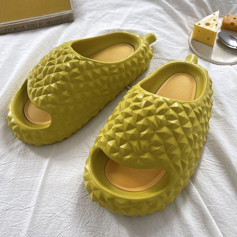 Ins Durian Thick-soled Slippers Women's New Summer Wear Non-slip Indoor Home Soft Bottom Cool Slippers Men