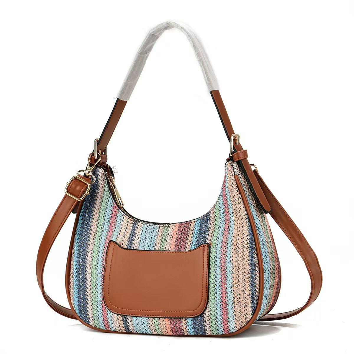 

Women s New Woven Texture Fashion Trend Hundred Hobo Premium Sense Shoulder Crossbody Bag - Soft Durable Commuter Large Capacity Handbag чорний