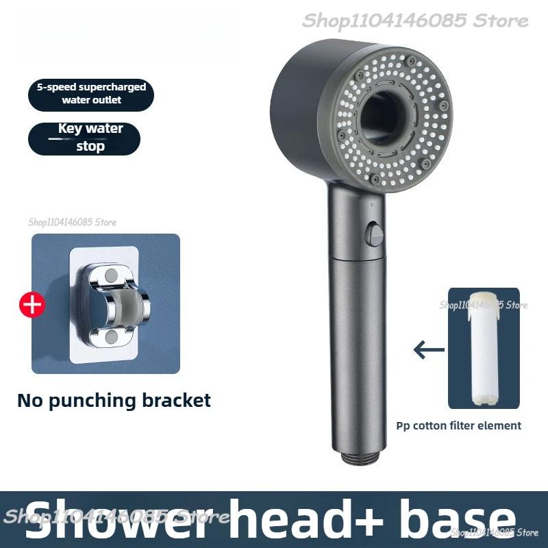 5 Lägen Duschhuvud Högtryck Duschhuvud Bärbart Filter Regndusch Blandare Kran Badrum Bad Hem Badrumstillbehör