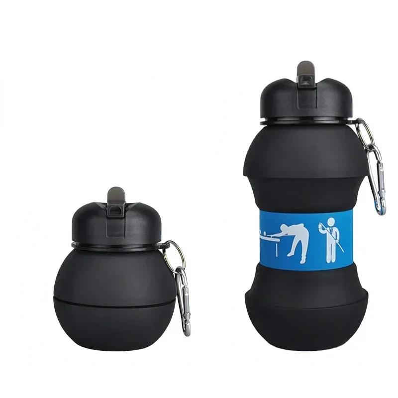 Foldable Football Kids Water Bottles Portable Sports Water Bottle Football Soccer Ball Shaped Water Bottle Silicone Cup 550ml