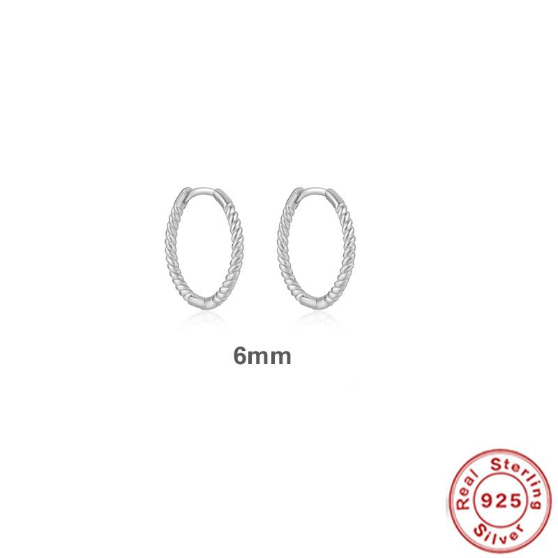 Basic Twist S925 Sterling Silver Hipster Twist Rope Circle Earrings Earrings Earrings Ear Buckle Versatile 18K Gold Jewelry