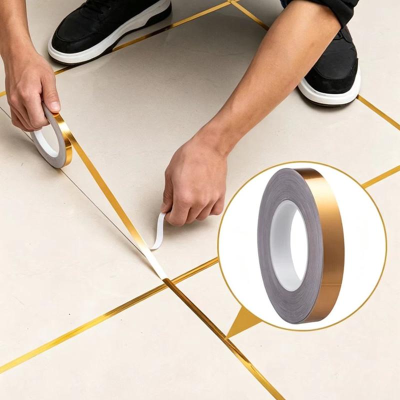 20M Self-Adhesive Tile Sticker Tape Gold Silver Floor Waterproof Wall Gap Sealing Strip Tile Beauty Seam Sticker Home Decor