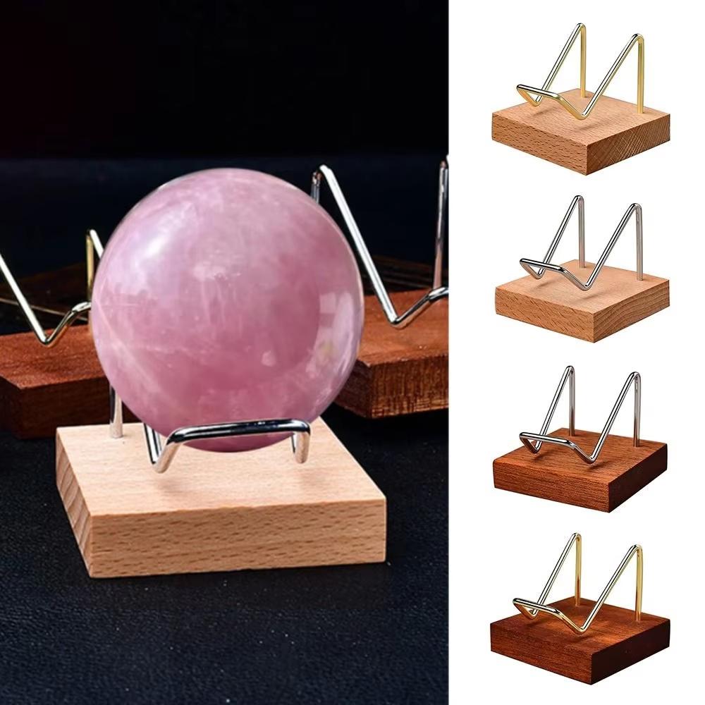 New Wooden Crystal Ball Base Metal Arm Agate Stones Sphere Display Stand Craft Photography Props Minerals Relics Rocks Support