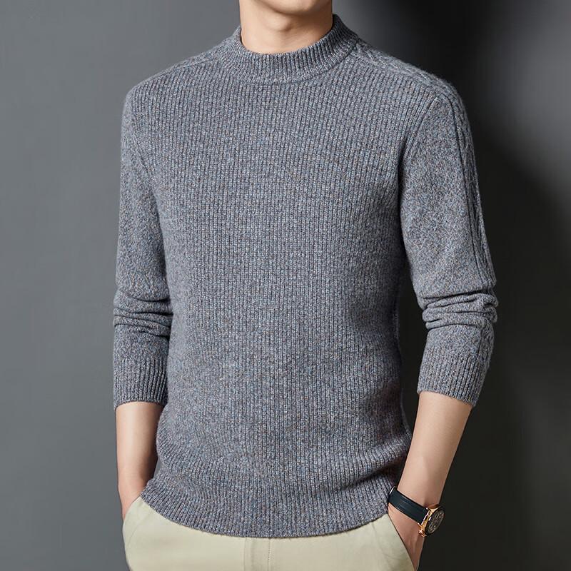 Men's 100% Pure Wool Round Neck Pullover Sweater