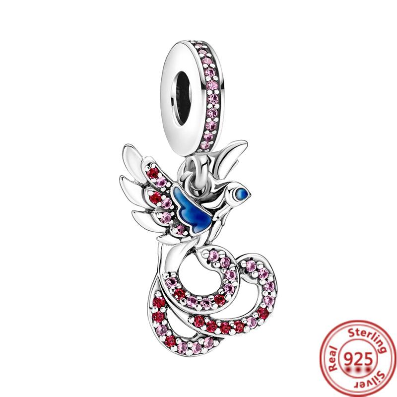 925 Copper Cute Animal Series Cat Dog Elephant Unicorn Bird Pendant Lucky Beads Fit Original Pantaro Charms Bracelet DIY Zircon