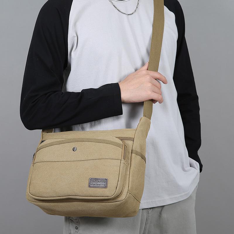 Men's High Quality Canvas Shoulder Bag – Fashion Crossbody Tote for Casual Outings Travel & Office