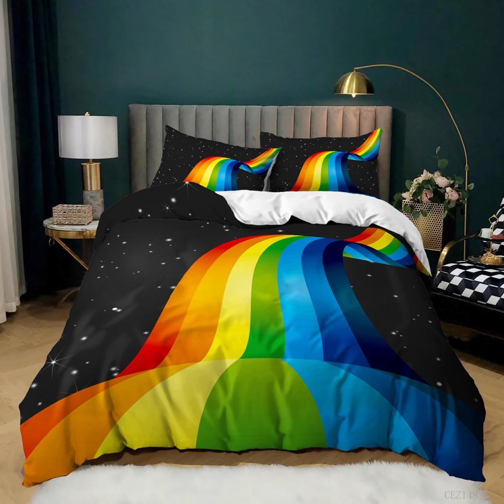 Music Rainbow Quilt Set Three-Piece 3D Digital Printing Kit