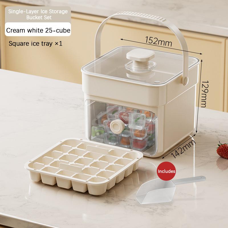 

Press Ice Tray, Handheld Ice Cube Mold Maker, Food-Grade Large Capacity Ice Storage Container For Home Outdoor Camping Use 25-cube белый