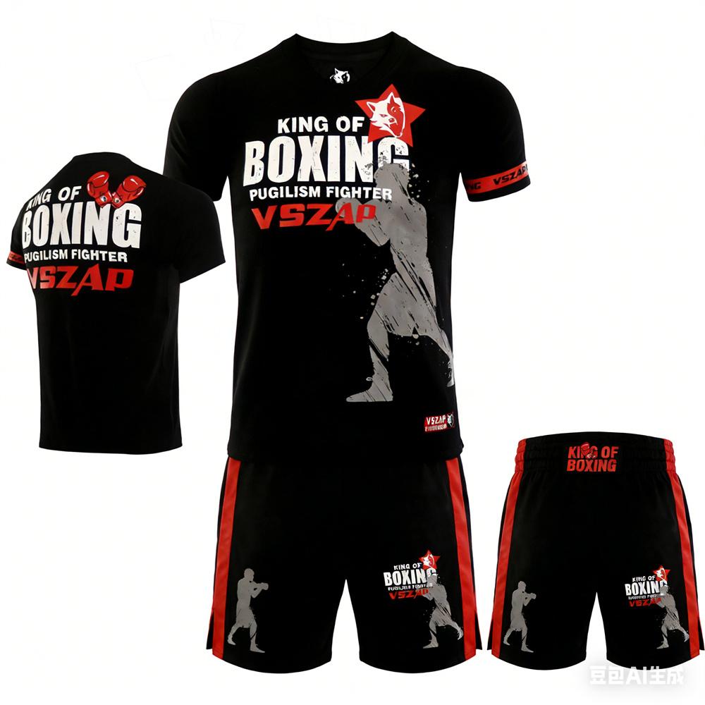 Set due pezzi T-shirt e pantaloni da Boxe Estiva Set T-shirt Muay Thai Set Allenamento T-shirt Muay Thai Tuta Sportiva y2k Nuovo Set Muay Thai