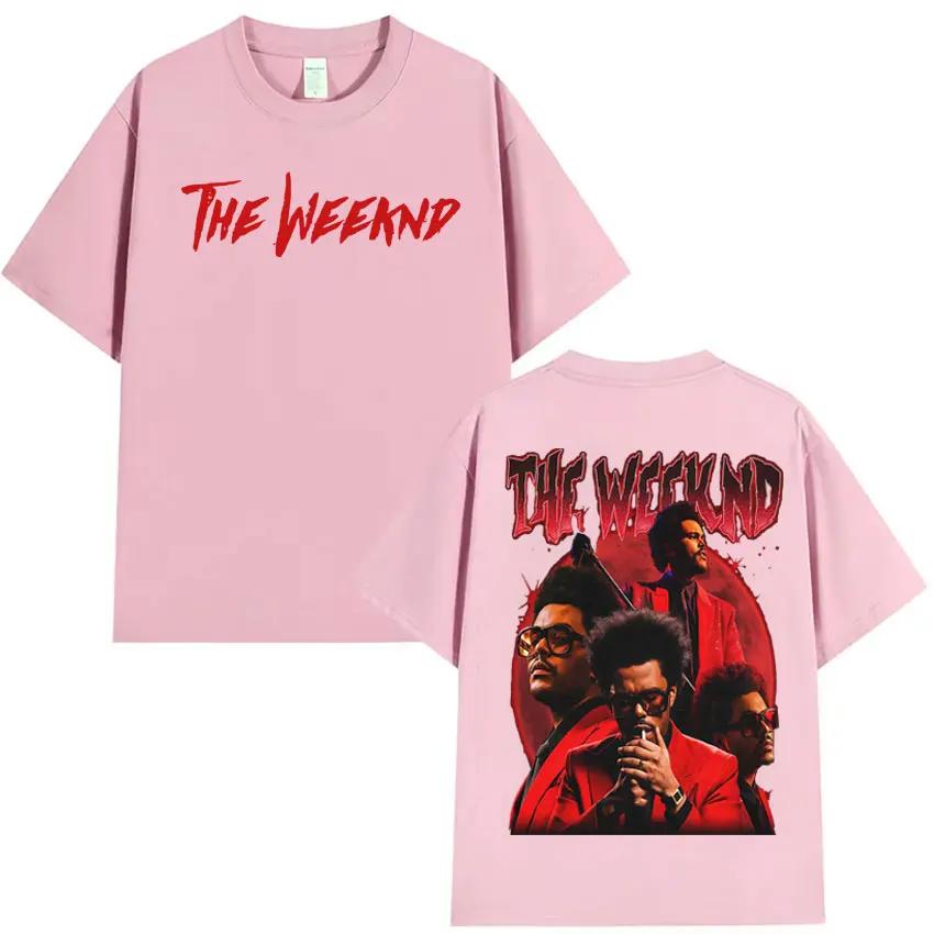 Pop Singer Artist The Weeknd Double Sided Print Tee Mens Clothes T-shirt Aesthetic Cotton Tshrit Short Sleeve Loose Cozy T Shirt