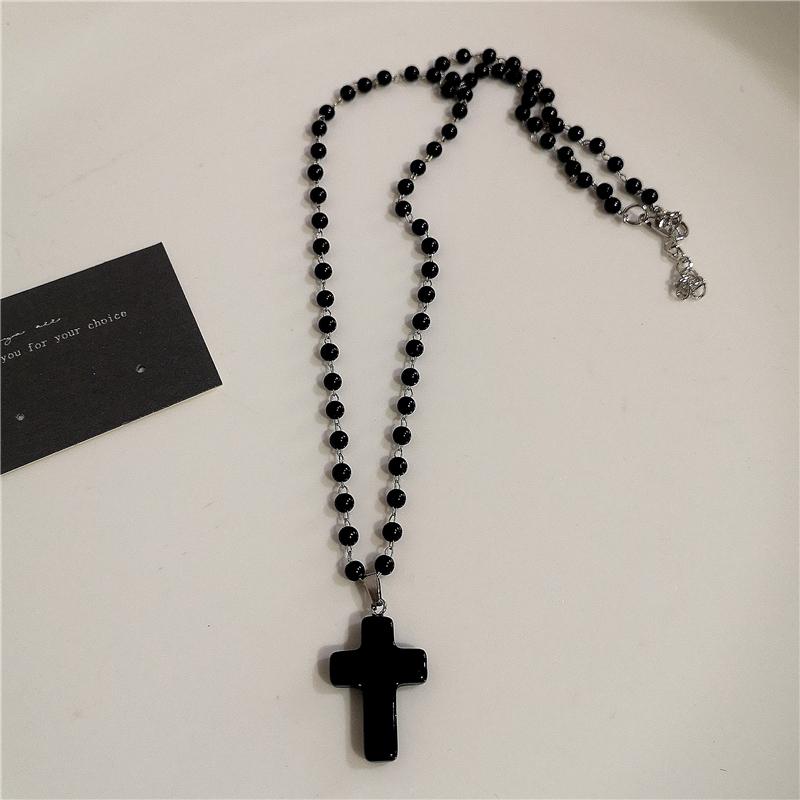 Gothic Punk Black Peach Heart Star Pendant Chain Necklace For Women Men Y2K Hip Hop Charm Trendy Jewelry Anniversary Accessories