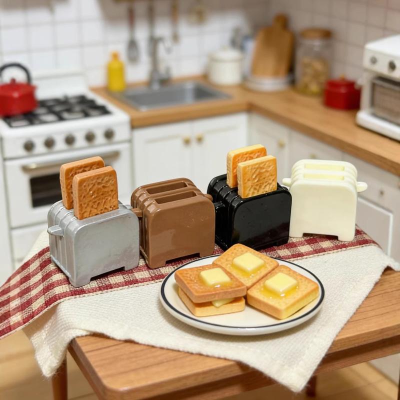 3Pcs Creative Mini Breakfast Bread Machine Set Miniature Food Toy Kitchen Scene Model Small Dollhouse Accessories