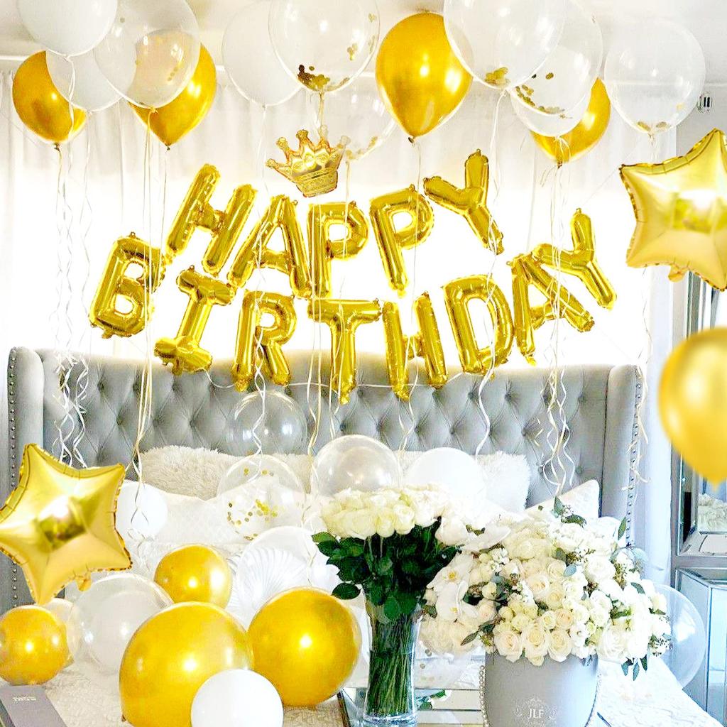 Iysoll Birthday Balloon Decoration Set Gold Happy Birthday Garland Confetti Balloons Party Celebration Unisex