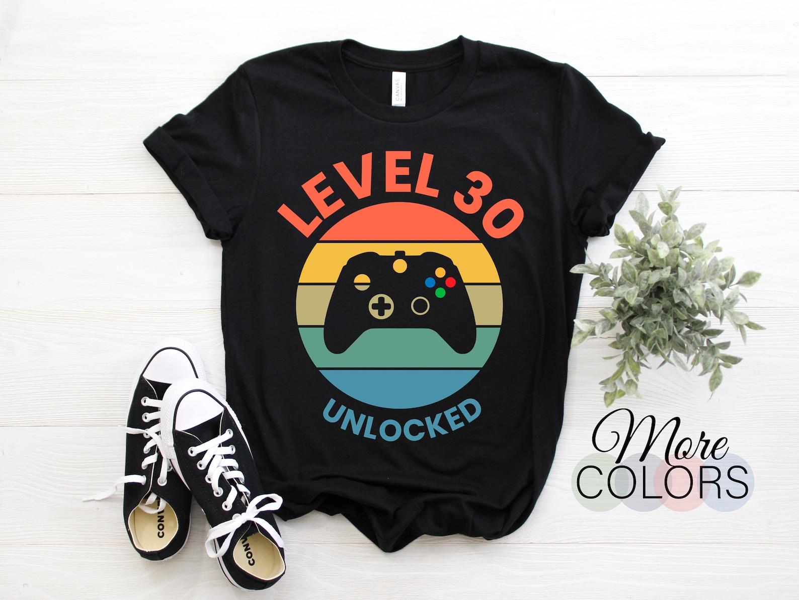 Level 30 Unlocked 30th Birthday Gamer Video Game Funny T-Shirt, Gamers Gift, Video Games Play Playing Lover, Boys Girls Geeks Nerds Present, 160