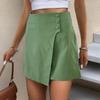 Solid Color High Waisted Culottes Button Decoration Comfortable Casual Green Shorts Summer Clothes Women 2026