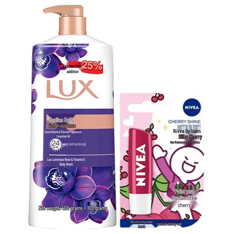 Lux Scented Shower Gel & Nivea Lip Balm Bundle