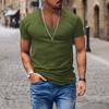 Top Men's V-neck Solid Color Large Size Casual T-shirt Short Sleeve Men's Wear