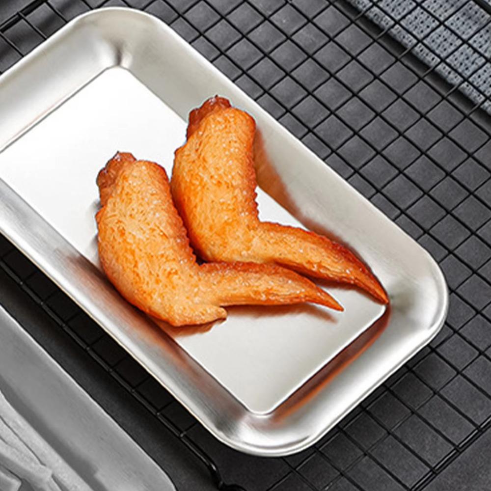 2PCS/SET Wear-resistant Stainless Steel Tray Rustproof Seafood Plate Shallow Tray  Restaurant Use