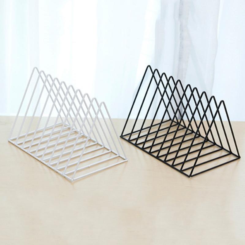 Book Storage Rack Desktop Iron Bookshelf Vinyl Records Holder Newspaper Magazines Stand Stationary Organizer Display Shelf Home