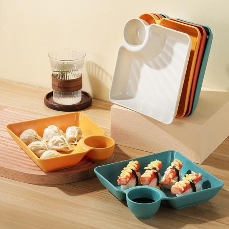 Piatto per ravioli antiscivolo, impilabile, in plastica, per immersione, piatto per sushi