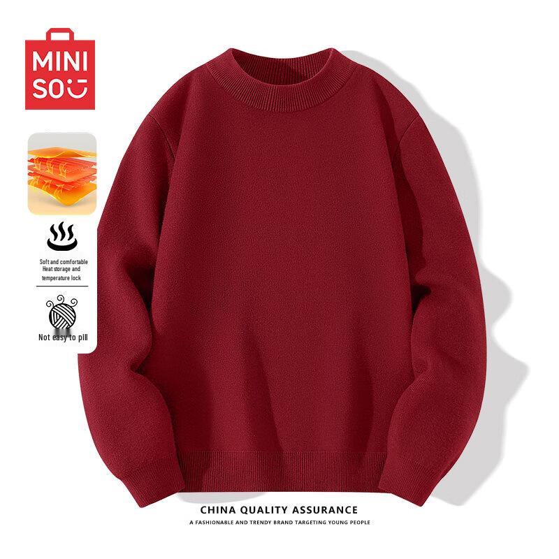 

Miniso Men s Thermal Fleece-Lined Knit Sweater L