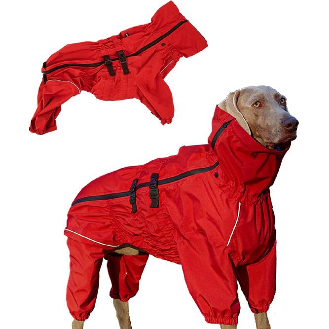 Small Medium Large Dog Raincoat, Waterproof Dogs Rain Jacket, Puppy Side Zipper Reflective Strip Leash Holes Elastic Raincoats