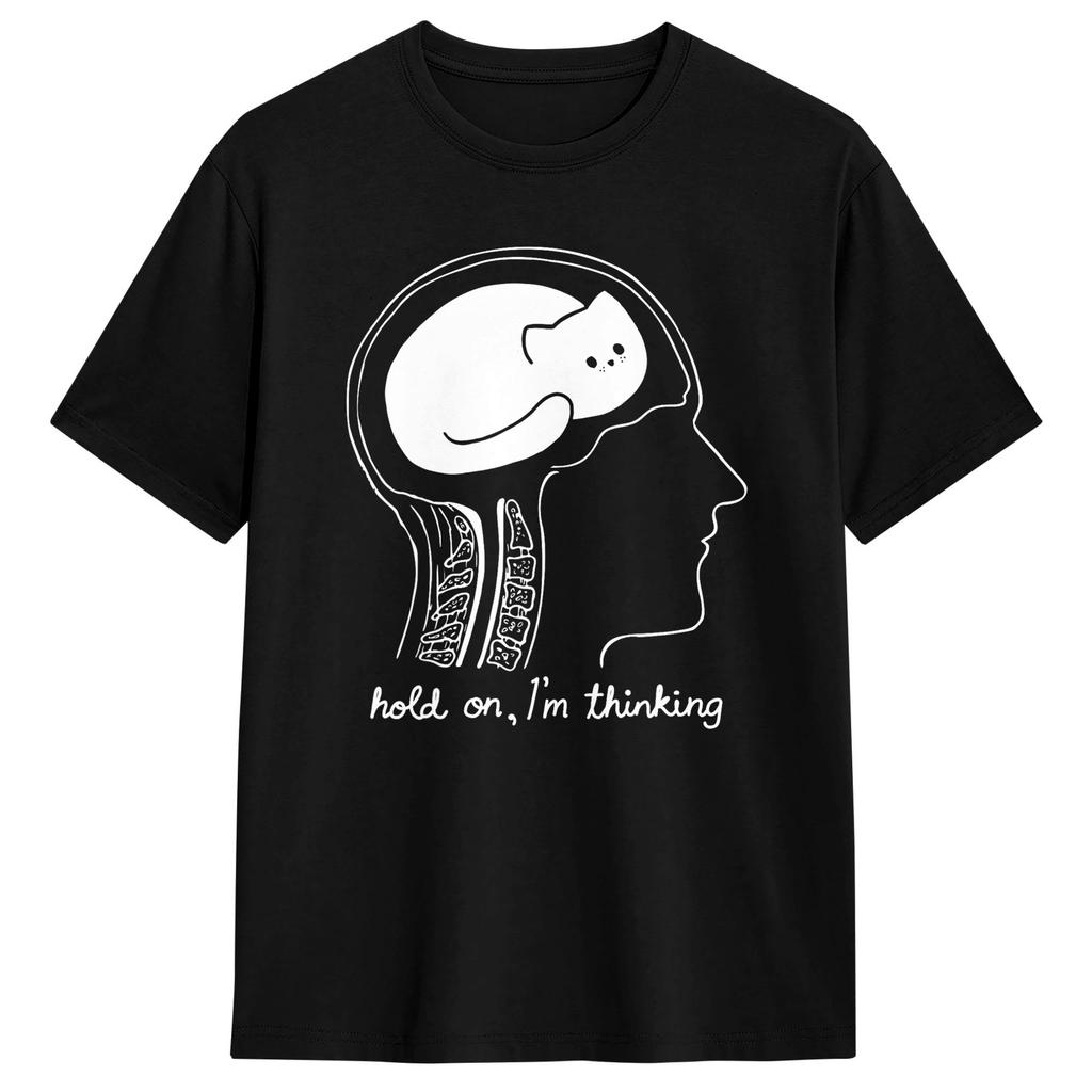 Im Thinking Buffering Processing Funny Stand TShirt Beach  Y2K Basic T Shirts Cotton Harajuku Tshirt For Unisex Print Top Tees