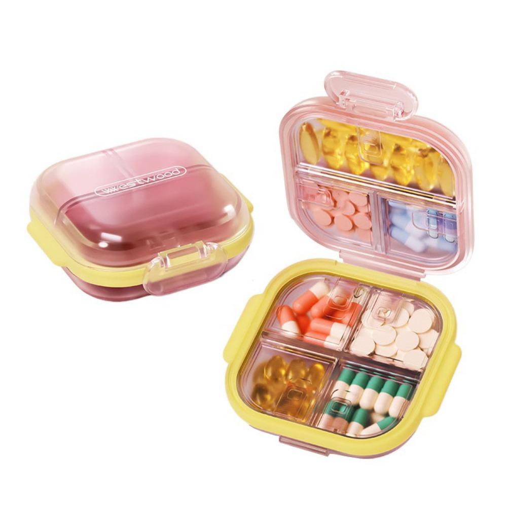 

Sealed Portable Mini Pill Box Moisture Proof Travel Medicine Case Weekly Pill Organizer Tablets розовый