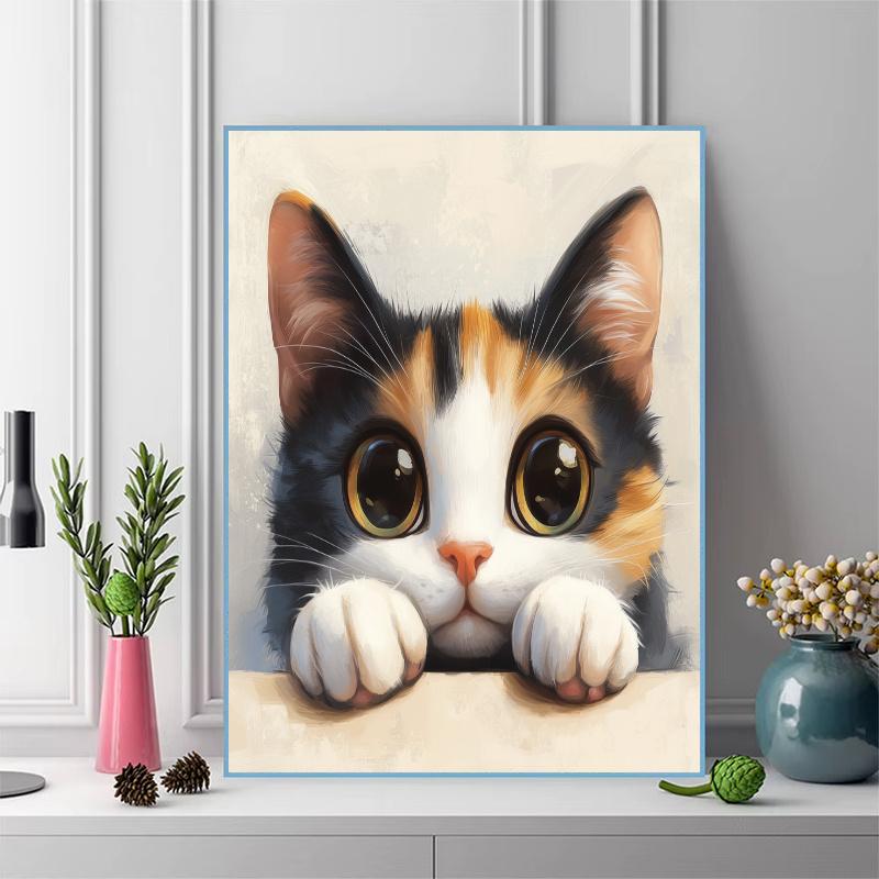 Calico cat Pattern 3pcs 100% Round Full Drill 5D DIY Diamond Painting Embroidery Cross Stitch Rhinestone Décor