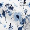 Blue Watercolor Floral Shower Curtain, Ink Flowers Botanical Bathroom Decor, Waterproof Fabric with Hooks