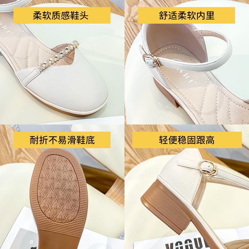 Augustine bag head sandals women's summer 2025 new fashion one-word buckle fashion single shoes low-heeled sandals