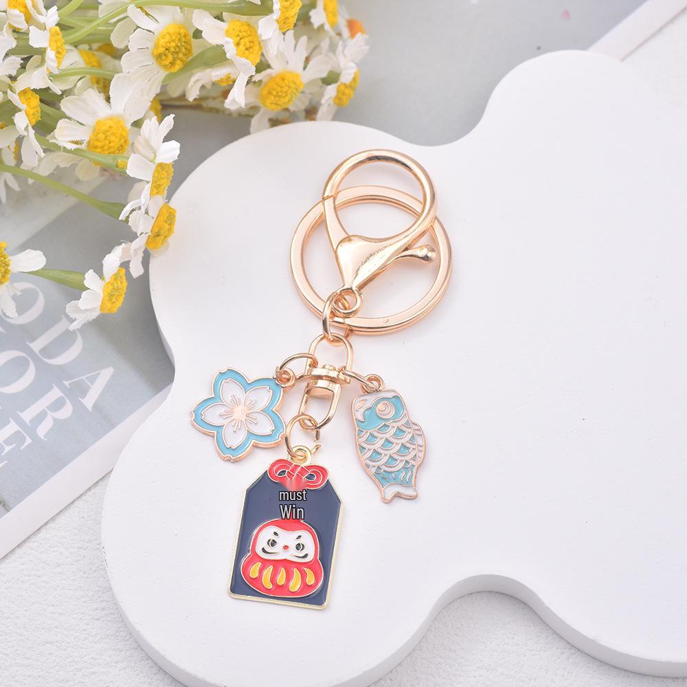 Japanese Sakura Koi Omamori Amulet Keychain for Luck, Wealth & Safety - Charming Couple's Accessory
