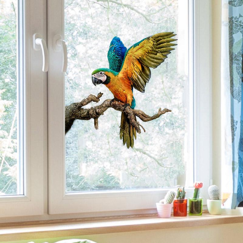 Exquisite Hand Painted Color Parrot Wall Sticker Home Decoration Decals for Bedroom Kitchen Living Room Decor Waterproof Sticker M424