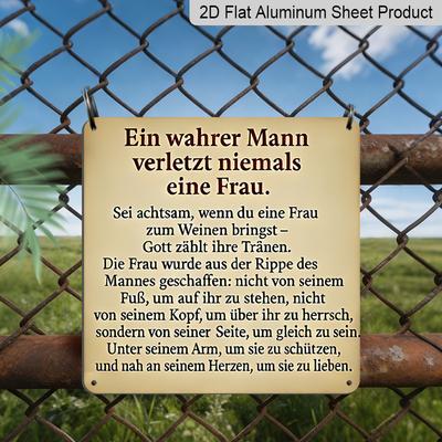 2D Flat, 1pc Vintage Metal Aluminum Sign Plaque - Inspirational Quote Wall Art with German Text, Rustic Home & Club Decor for Living Room, Bedroom
