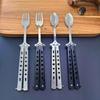 Stainless Steel Butterfly Cutter Style Folding Spoon Rust-proof Portable Spoon Forks  Outdoor