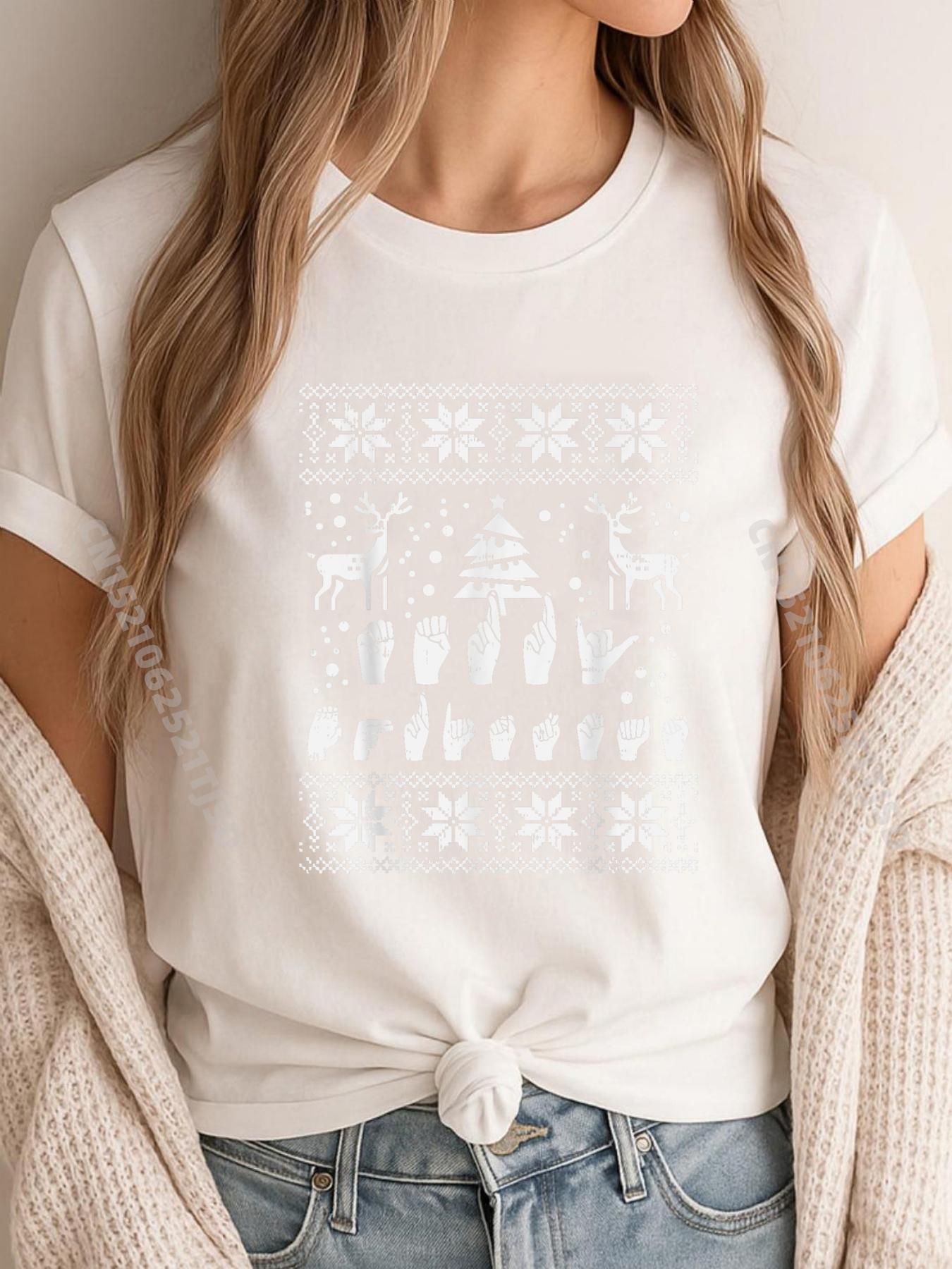 

Merry Christmas Sign Language Asl Deaf Ugly Christmas Hiphop Streetwear Breathable Unisex Luxury S