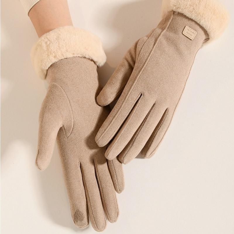 Dámské prstové rukavice s dotykovým displejem Móda Podzim Zima Teplý Tenký kašmír Jednobarevný Cyklistický pohon Elegantní rukavice odolné proti větru