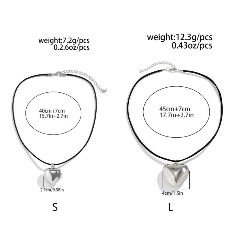 Silver Love Heart Aesthetic Necklace Fashion Simple Clavicle Chain Women Girls Velvets Rope Necklace Party Birthday Gift