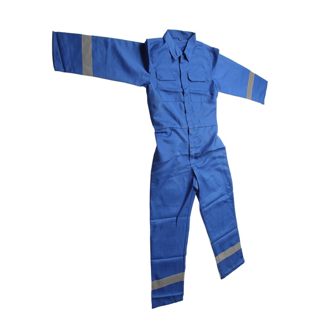 Labour Coverall Dirt Resistance Reflective Strips Soft Cotton Special Protective Jumpsuits Brilliant Blue L